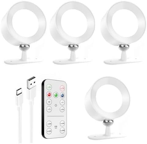 AOMEES Wall Lights Battery Operated Wall Sconce, 3 Color Temperatures & 3 Brightness Levels & Remote and Touch 360°Rotation, Mounted Cordless Lamp Magnetic Rechargeable Led Lights for Bedroom 4PCS