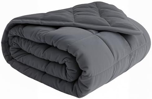 HOELLL Weighted Blanket(60''x80'' 20lbs,Queen Size),Adults Heavy Blanket with Premium Cozy Cotton and Natural Glass Beads,Dark Grey