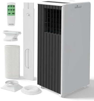 Garvee 8000 BTU Portable Air Conditioner, 3-in-1 Portable AC Cooling, Dehumidifying & Fan for Bedroom, Apartment, Dorm & Rooms Up to 350 Sq. Ft, Sleep Mode, 24-Hr Timer, Remote, Window Kit, Black