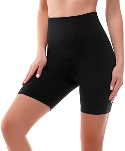SINOPHANT High Waisted Women Biker Shorts - 6” Buttery Soft Elastic Tummy Control Shorts for Gym, Yoga, Workout(L-XL,Black)