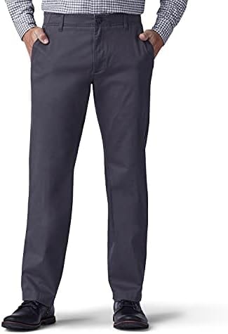 Lee Men's Extreme Motion Flat Front Regular Straight Pant Charcoal 32W x 29L