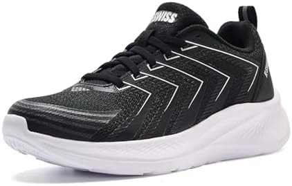 K-Swiss Women's Mellow Lightweight Running Walking Shoe, Black/White 7