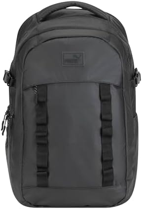 PUMA Coated Range Backpack with Padded Back & Adjustable Straps, Luggage Strap & Laptop Sleeve, Black, One Size