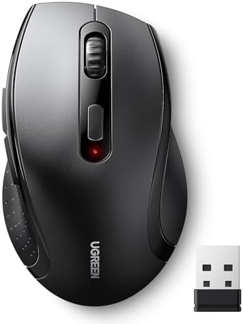 UGREEN 2.4GHz Wireless Mouse Ergonomic 1600 DPI USB Receiver Compatible with Windows Mac Linux Chromebook Laptop PC