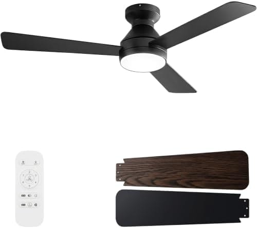 AERUPHOL 42" Ceiling Fan with Light, Flush Mount, Remote, 3CCT Dimmable