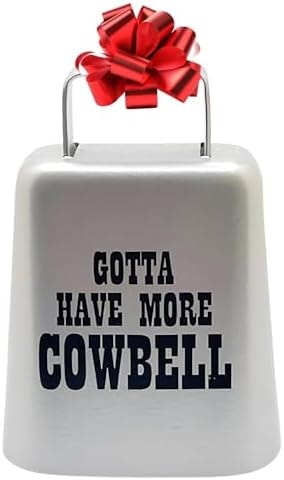 Bevin Bells "Gotta Have More Cowbell" (Small) | Silver Color | Steel Cow Bell | Loud Noise Maker w/Handle | Made in CT, USA