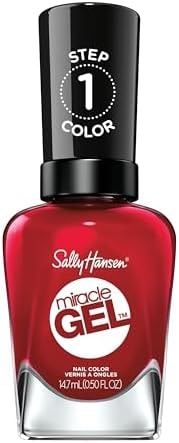 Sally Hansen Miracle Gel Salon Quality Nail Polish | Gel-Like Formula, Two-Step System, No UV Light Needed, Long Lasting | Opaque, Glossy | 449 Rhapsody Red | Classic Red Nail Color