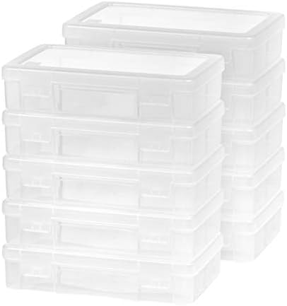 IRIS USA Clear Cases |Made in USA| Plastic Box Organizers (10-Pack)- Medium