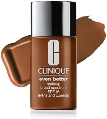 Clinique Even Better Makeup Liquid Foundation SPF 15 With Vitamin C For Dry + Oily Combination Skin Types | Medium Coverage + Natural Finish | Evens Skin Tone + Reduces Dark Spots, Clove, 1 Fl Oz