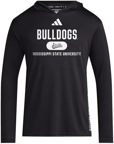 adidas Men's NCAA Designed for Training Team Lightweight Hoodie, Black/White/Mississippi State University, Large Tall