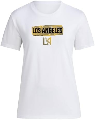 adidas Women's Los Angeles FC Local Pop Short Sleeve Pre-game T-shirt, White, Large