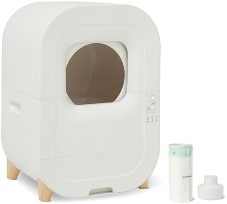 Amazon Basics Automatic Self-Cleaning Cat Litter Box with Safety Sensors, S-Shaped Screen, Odor Control, Removable Washable Liner, 15.8-Gallon, for Cats 3.3-22lb