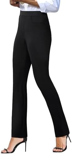 keriffe Women's Stretchy Yoga Dress Pants Straight Leg Work Office Slacks