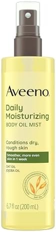 Aveeno Daily Moisturizing Body Oil Mist with Oat Oil and Jojoba Oil for Rough, Dry, Sensitive Skin, Nourishing Body Spray for Smoother, More Even Skin, Paraben- & Silicone-Free, 6.7 fl. oz