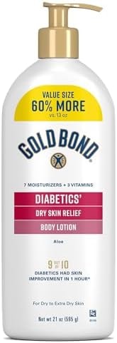 Gold Bond Diabetic Body Lotion, Dry Skin Relief with Vitamin E & Aloe to Soothe & Moisturize Flaky, Rough Skin, Value Size, 21 oz