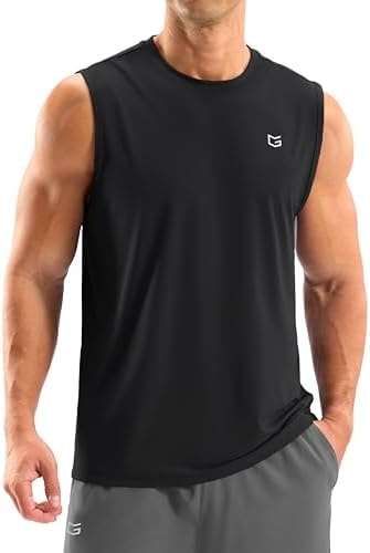 Sleeveless Shirts for Men Workout Tank Tops Dry Fit Shirt, Black, L