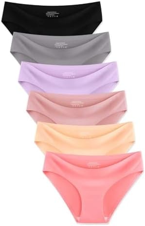 MISSWHO Womens Underwear Seamless Bikini Comfortable Panties No Show Invisibles Soft Ladies Stretchy Low Rise Hipster Briefs 6 Pack, M