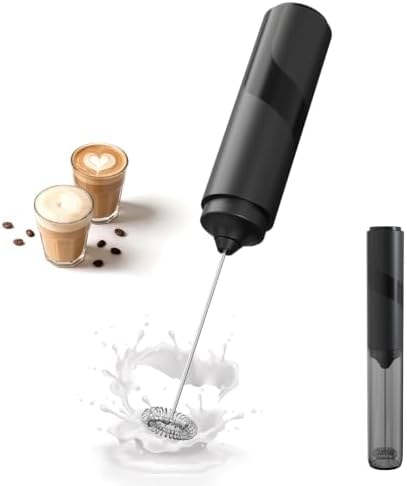 CIRCLE JOY Portable Milk Frother Hanheld, Battery Operated Electric Coffee Frother Wand Drink Mixer for Matcha Lattes Cappuccino, Kitchen Gifts, Black