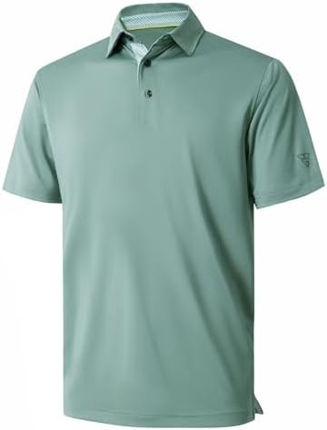 M MAELREG Polo Shirts for Men Short Sleeve Performance Moisture Wicking Quick Dry Casual Collared Men’s Polo Shirts Beryl Green