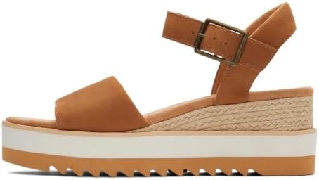 TOMS Womens Diana Wedge Sandal, Tan Leather, 8 US