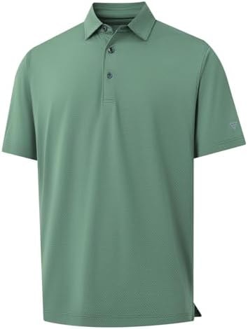 M MAELREG Men's Golf Shirt Moisture Wicking Breathable Lightweight Casual Stretch Collared Golf Polo Shirts for Men Dark Green