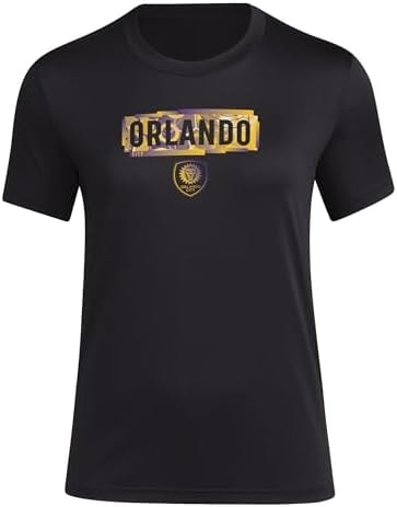 adidas Women's Orlando City SC Local Pop Short Sleeve Pre-game T-shirt, Black, Small Tall