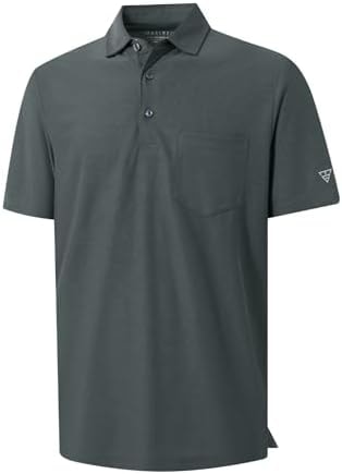 M MAELREG Mens Golf Shirt Pocket Stretch Cllared Moisture Wicking Lightweight Athletic Casual Golf Polos for Men Black