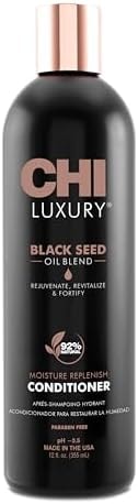 CHI Luxury Black Seed Oil Moisture Replenish Conditioner, Strengthens for Soft Hair, Replenishes Moisture, Sulfate, Paraben & Gluten-Free, 12 Oz