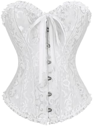 frawirshau Women's Overbust Costume Corset Renaissance Victorian White S