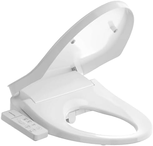 PUKANIUM Heated Smart Toilet Seat with Feminine Wash & Dryer, Elongated Bidet with Adjustable Water Temperature, Pressure & Nozzle Position