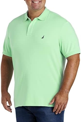 Nautica Men's Big-Tall Classic Fit Short Sleeve Solid Soft Cotton Polo Shirt Shirt, -ash Green, 4XLT Tall