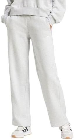 adidas Womens Small Logo Fleece Sportswear Pants, Light Grey Heather/White, XX-Large