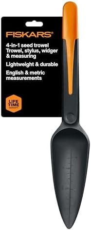 Fiskars 4-in-1 Seed Planting Garden Trowel and Seed Sower Tool
