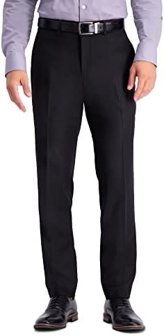 Kenneth Cole Reaction Men's Shadow Check Stretch Slim Fit Dress Pant Pants, Black, 32Wx29L