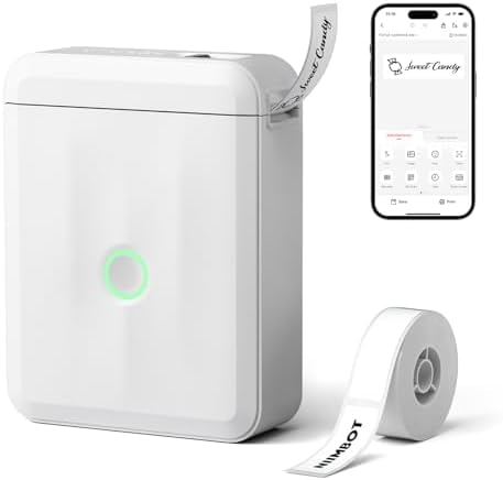 NIIMBOT D110 Upgraded Version Mini Label Maker Machine with Tape, Portable Bluetooth Thermal Printer, Sticker Labeler with Multiple Templates for Office Organization Home Kitchen School, White