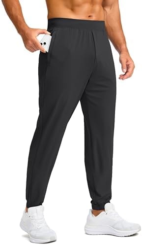 Soothfeel Men's Joggers with Zipper Pockets Golf Joggers Lightweight Sweatpants Athletic Workout Pants for Men Track 30" (Black, M)