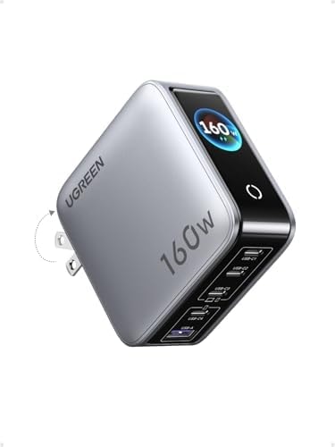UGREEN Nexode Pro Charger, 160W GaN 5-Port Fast USB C Wall Charger Block, Type-C Charging with Smart Display & Touch Control Compatible for MacBook Pro/Air, iPhone 17/16 Series, iPad, Galaxy