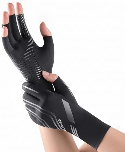Upgraded All-Around Compression Arthritis Gloves for Women & Men Carpal Tunnel Pain Relief Gloves for Crocheting,Gaming,Typing, Hand Support Wrist Brace for Arthritis,Swelling(Black,X-Small5.7"–6.3")
