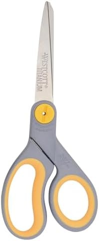 Westcott 8-Inch Titanium-Bonded Scissors with Adjustable Glide Feature for Office and Home - Gray/Yellow