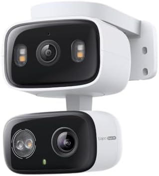Tapo 2K Indoor/Outdoor Dual Lens Pan/Tilt Wired Security Camera - 125° Wide-Angle View + 6mm Zoom, Motion Track, Person/Vehicle Detection, Local Storage or Optional Cloud, C246D