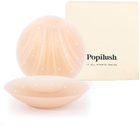 Popilush Nipple Covers for Women Sticky Bra Silicone Adhesive - Breathable Invisible Reusable for Wedding, Backless Dresses