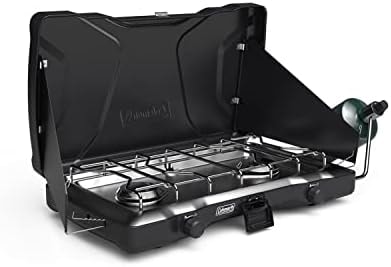 Coleman Triton 2-Burner Propane Stove, Portable Camping Cooktop with 2 Adjustable Burners & Wind Guards, 22,000 BTUs of Power for Camping, Tailgating, Grilling, BBQ, & More