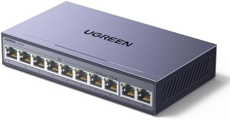 UGREEN Ethernet Switch, 10-Port PoE Switch, 8 PoE+@60W + 2 Gigabit Uplink