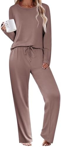 Ekouaer Pajamas for Women Set 2 Piece Pjs Lounge Set Long Sleeve Sleepwear