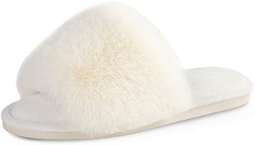 Parlovable Fuzzy Slippers for Women Open-Toe Slip On