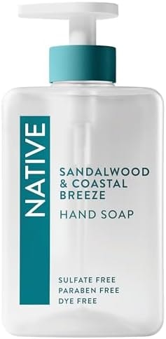 Native Liquid Hand Soap, Sandalwood & Coastal Breeze Scent, Non-Drying Formula for Soft, Smooth Hands, Made with Plant-Based Cleansers, Sulfate & Paraben Free, 13 oz Bottle