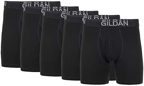 Gildan Men's Underwear Cotton Stretch Boxer Briefs, Multipack, Black Soot (5-Pack), X-Large