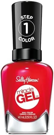 Sally Hansen Miracle Gel Salon Quality Nail Polish | Gel-Like Formula, Two-Step System, No UV Light Needed, Long Lasting | Opaque, Glossy | 439 Red Eye | Scarlet Red Nail Color