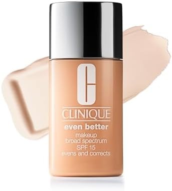 Clinique Even Better Makeup Liquid Foundation SPF 15 With Vitamin C For Dry + Oily Combination Skin Types | Medium Coverage + Natural Finish | Evens Skin Tone + Reduces Dark Spots, Flax, 1 Fl Oz
