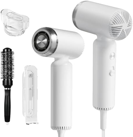 Hair Dryer, Webeauty Travel Mini High-Speed Blow Dryer, 110,000RPM Brushless Motor for Fast Drying, 200 Million Negative Ions for Frizz Smoothing, Portable Lightweight with Brush for Women